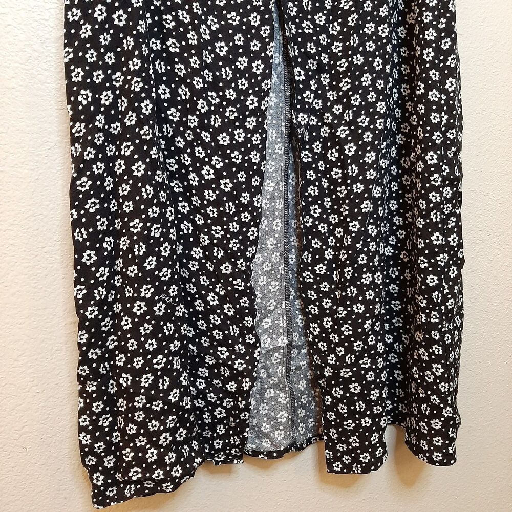 NEW AFRM Nordstrom Madsen Dress Black Women Size M Long Sleeve Ditsy Floral Slit - Picture 8 of 14